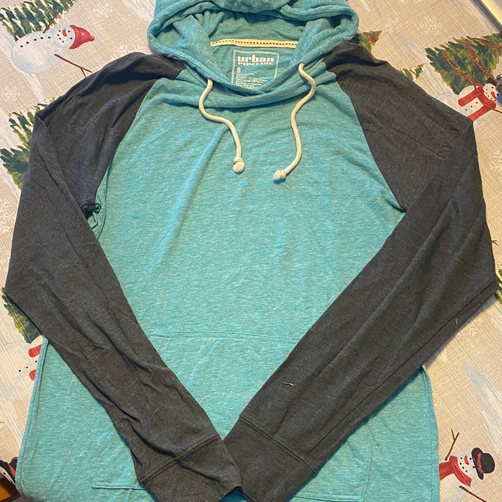 Urban Pipeline Teal and Gray Crewneck Sweater